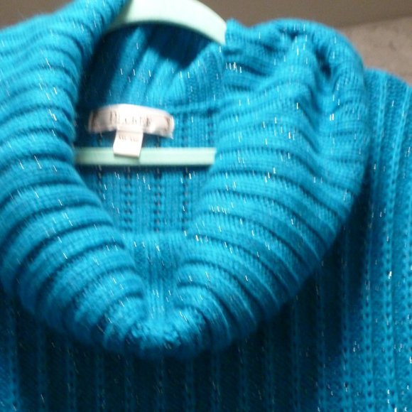 Decree Womens S Blue/ metalic  Short Sleeve Knitted Sweater Long tunic XXL - Picture 3 of 9